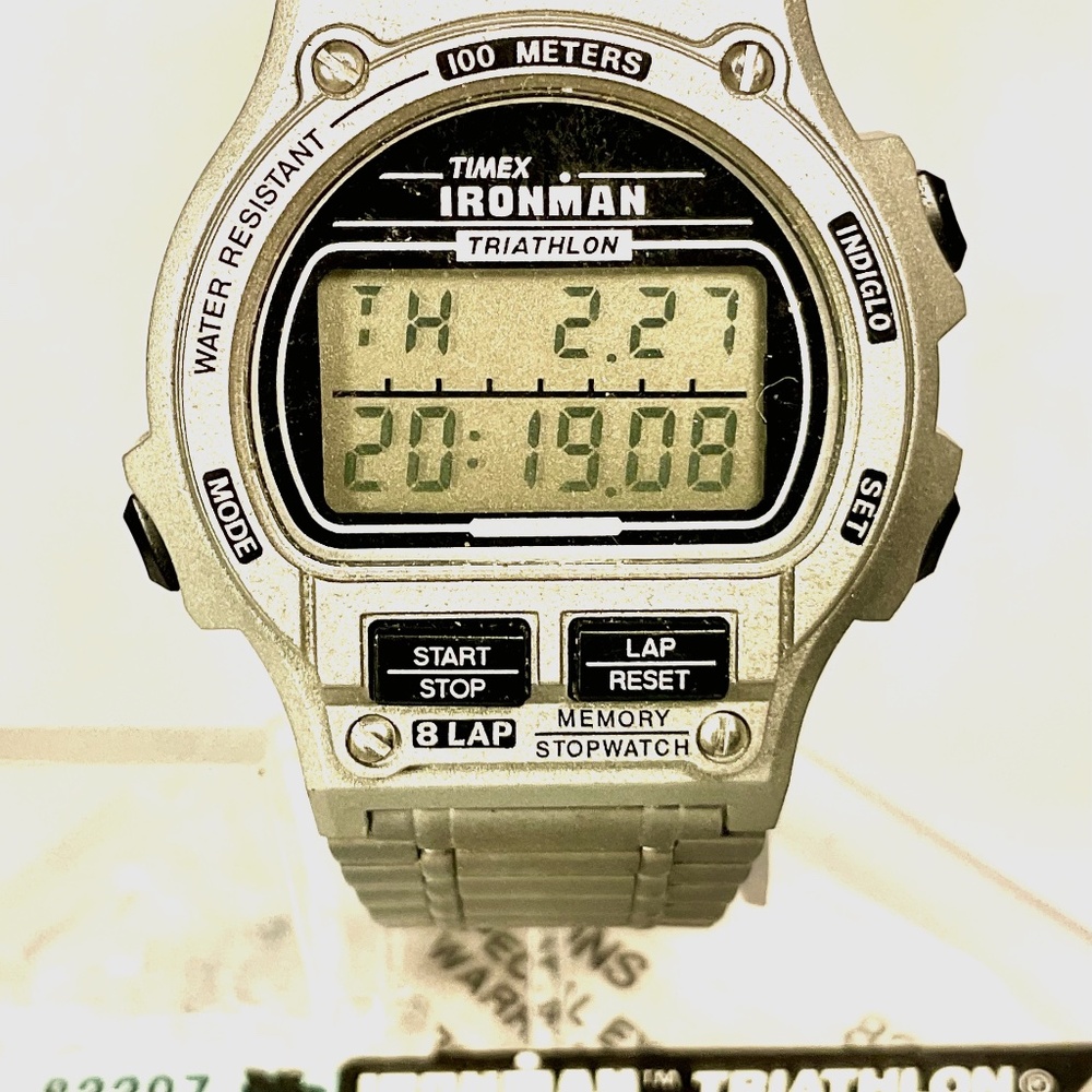 RARE Timex Ironman Triathlon Unisex Watch Stainless Steel INDIGLO Vintage